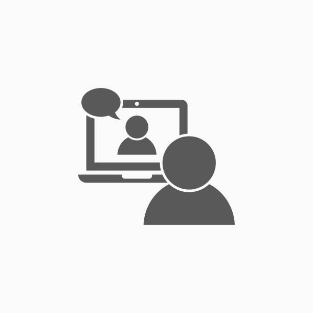 videokonferenz-symbol, video-chat-vektor, videoanruf-illustration - video call stock-grafiken, -clipart, -cartoons und -symbole