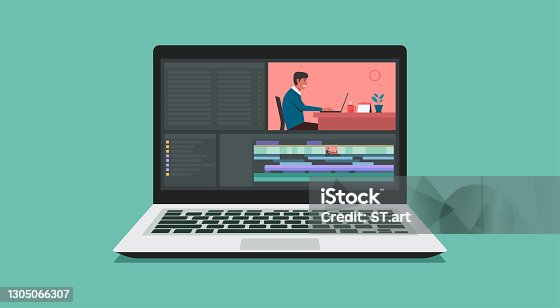 istock Video editing software with laptop computer 1305066307