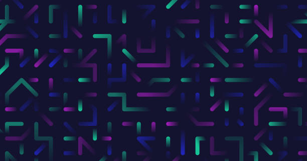 Video Game Modern Tech Lines Background Video game technology line blast maze abstract tech lines background blot pattern. maze backgrounds stock illustrations