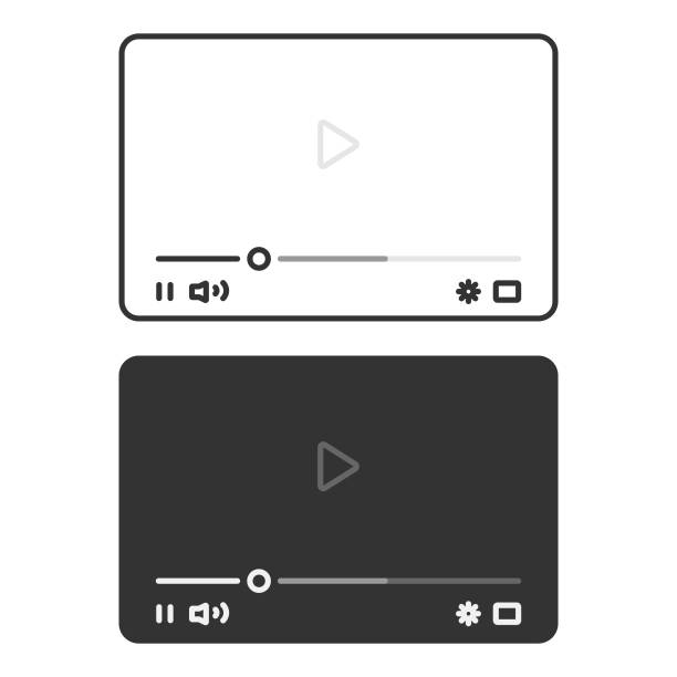 Video Player Template Icon Set. Music, Movie and Video Player Vector Design on White Background. Vector Illustration EPS 10 File. movie borders stock illustrations