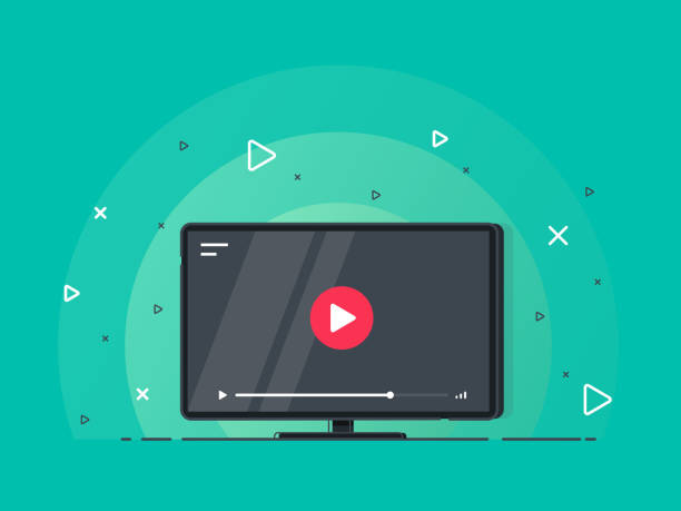 Video tutorials icon concept. Video conference and webinar icon, internet and video services. Trendy flat vector on green background. Vector Illustration. movie illustrations stock illustrations