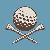 istock View of golf ball with golf ball stand crossed under 1328205585