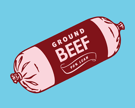View of ground beef sausage shape