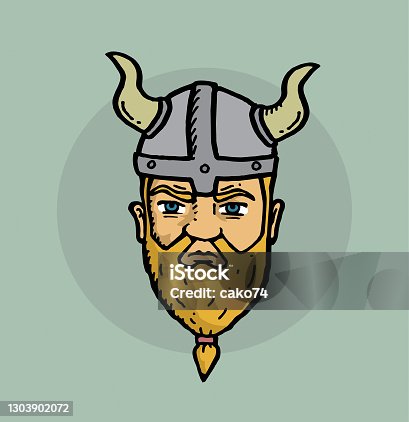 istock Viking face hand drawn illustration 1303902072