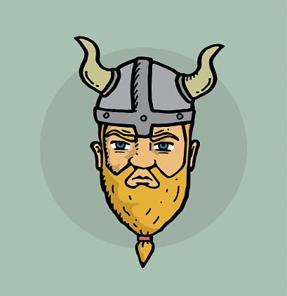 Viking face hand drawn illustration