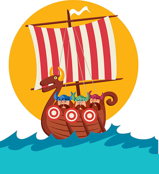bildbanksillustrationer, clip art samt tecknat material och ikoner med viking ships - badstrand sommar sverige