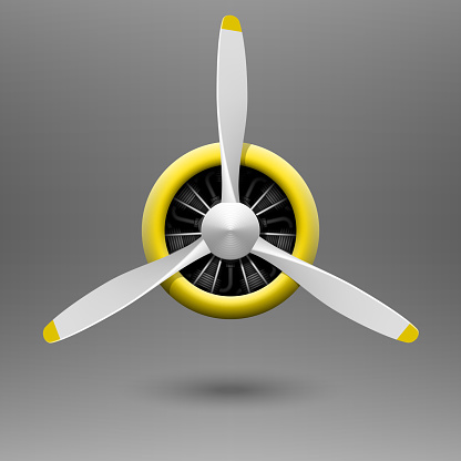 Vintage airplane propeller with radial engine