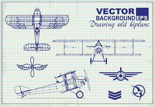 ビンテージ航空機図でグラフ用紙および設計要素 飛行機のベクターアート素材や画像を多数ご用意 Istock