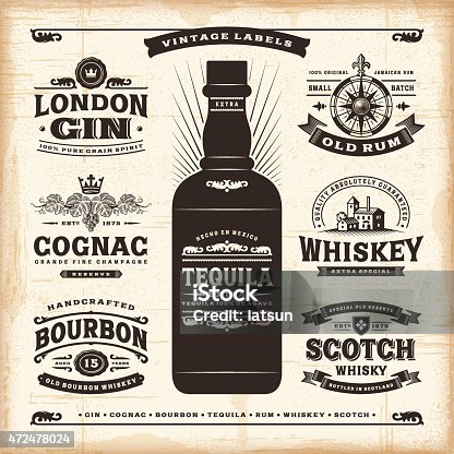 istock Vintage alcohol labels collection 472478024
