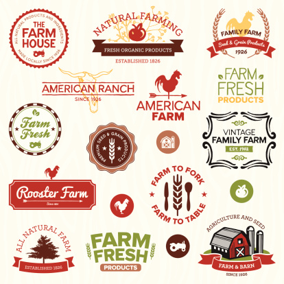 Vintage and modern farm labels