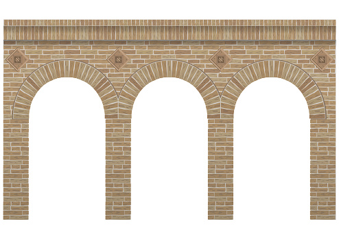 Vintage arcade of the masonry. Wall and facade of the old brick. Vector graphics