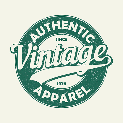 Vintage authentic apparel typography. Grunge print for original t-shirt design. Graphics badge for retro clothes. Vector illustration.