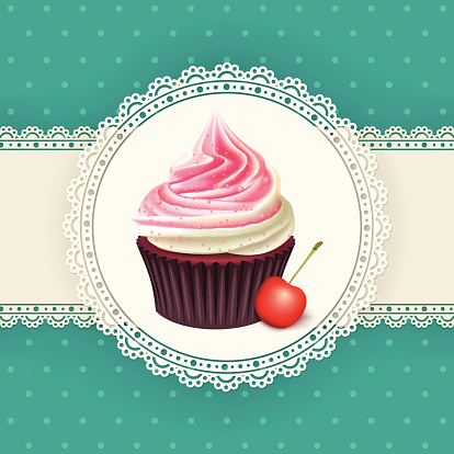 Vintage Background With Cupcake Stock Illustration - Download Image Now ...