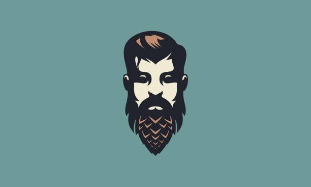 stockillustraties, clipart, cartoons en iconen met vintage baard man gezicht brouwerij illustratie - duits bier