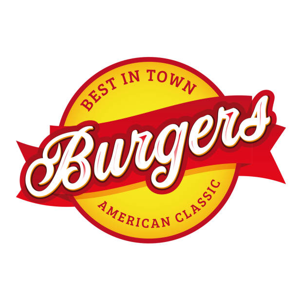 vintage burgers znak znaczka - burger stock illustrations