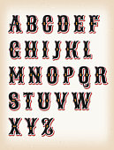 Illustration of a set of retro circus design abc typefont, with ornament on vintage and grunge background