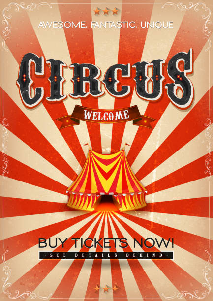 ilustrações, clipart, desenhos animados e ícones de cartaz de circo vintage - capitel