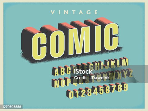 istock Vintage Comic Book font alphabet set 1270506556