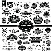 A complete set of vintage styled badges and labels with sale guarantees, premium qualities and more. EPS 8 file, no transparencies, layered.