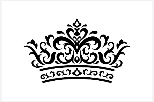 Vintage crown isolatwd on white. Stencil set. Vector stock illustration. EPS 10
