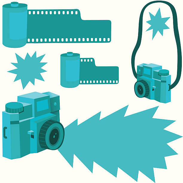 ilustraciones, imágenes clip art, dibujos animados e iconos de stock de luces intermitentes de vintage - camera flash