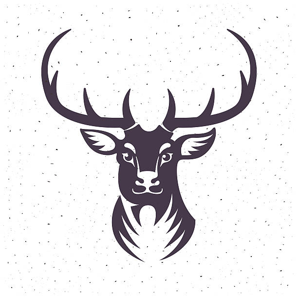 bildbanksillustrationer, clip art samt tecknat material och ikoner med vintage flat deer character icon. - whitetail