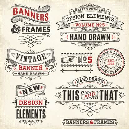 Vintage frames and banners hand drawn