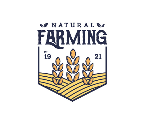 Vintage Organic Product Farms Badge Illustration
