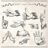 Vector Illustration Of Set of Hands Pointing