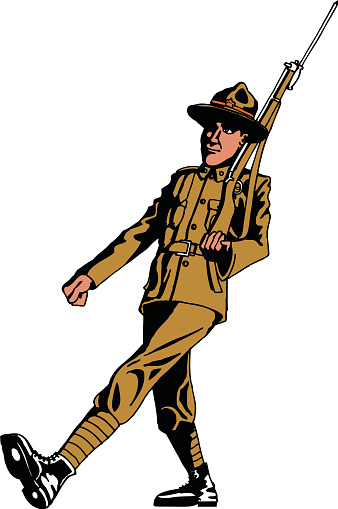 Vintage illustraion of an Anzac soldier isolated