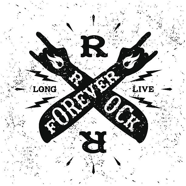 vintage label vintage label " rock forever"(T-Shirt Print) lightning drawings stock illustrations