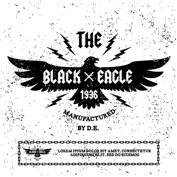 vintage label vintage label " black eagle"(T-Shirt Print) lightning clipart stock illustrations