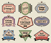 Vintage Labels Badges Set on Old Paper