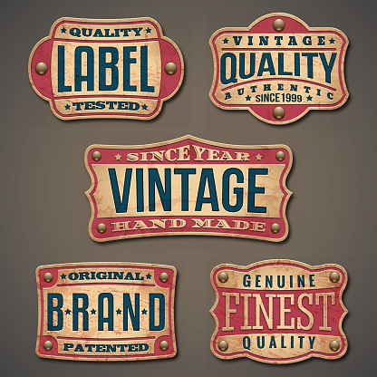 Set of detailed vintage, grunge labels.