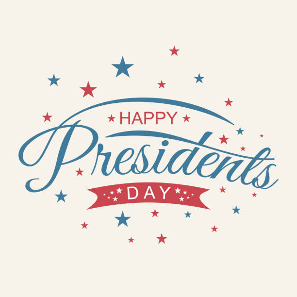 ilustraciones, imágenes clip art, dibujos animados e iconos de stock de carta vintage feliz día de los presidentes con bandera de color americano - presidents day