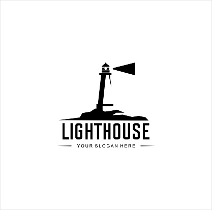 Vintage lighthouse Design silhouette. harbour silhouette Retro Hipster Vector Illustration Template