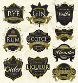 istock Vintage liquor labels 482968973