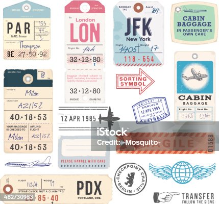 istock Vintage Luggage Tags and Stamps 482730983