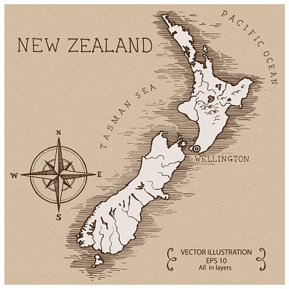 Vintage Map of New Zealand