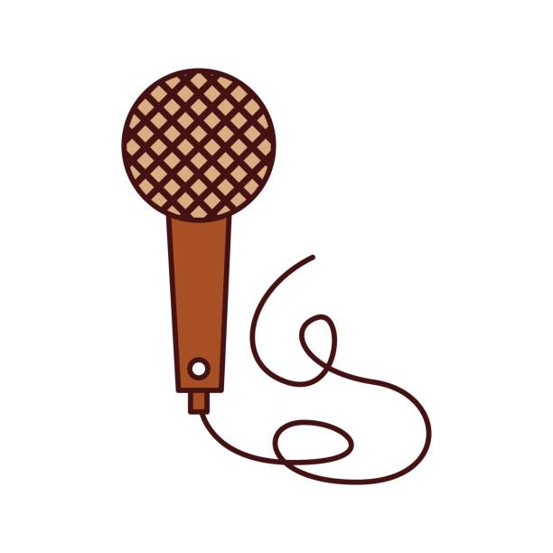 vintage microphone cable music karaoke vector illustration