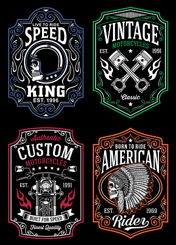 fully editable vector illustration of vintage motorcycle, image suitable for t-shirt graphic, emblem, insignia, badge, poster or graphic print
