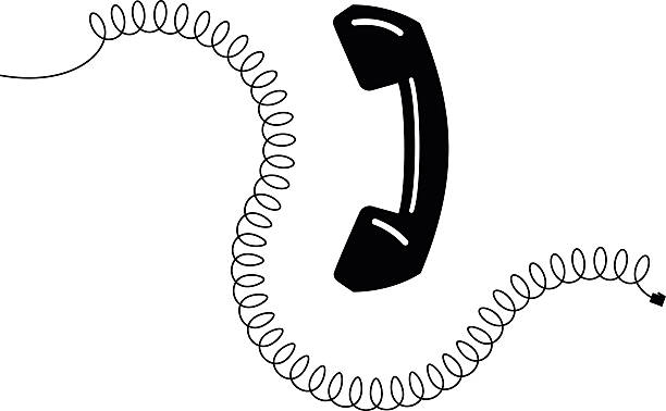 Vintage old school phone Vintage old school phone receiver and cord. cable stock illustrations
