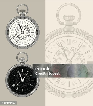 istock Vintage Pocket Watch - Steampunk vector illustration 480395427