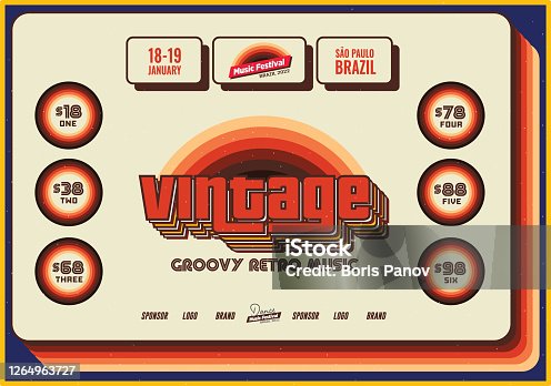 istock Vintage Retro Flyer Template for Old Jazz or Blues Music Festival Event Poster Template 1264963727
