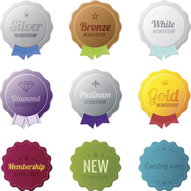 Vintage retro medals for membership. Vintage Labels template collection. bronze alloy stock illustrations