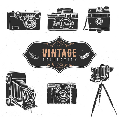 Vintage retro old camera collection.