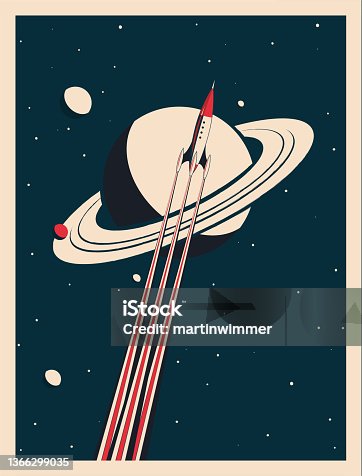 istock vintage rocket poster 1366299035