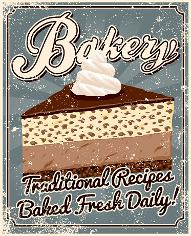 Vintage Screen Printed Bakery Poster