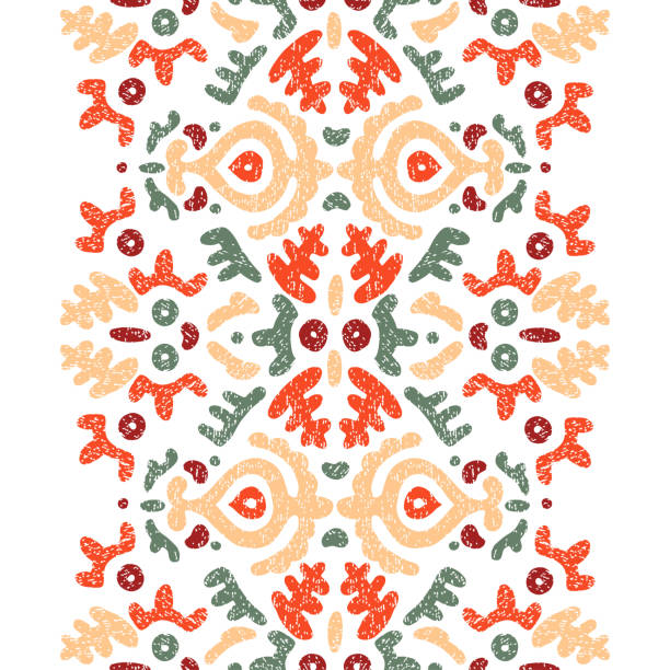Vintage seamless pattern. vintage seamless pattern, vertical orientation, cute brush print on paper, ethnic and tribal motifs, boho style ornament, vector illustration craft product stock illustrations