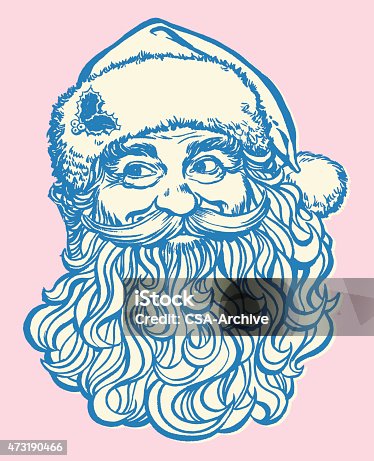 istock Vintage stamp of Santa Clause in blue ink on pink background 473190466